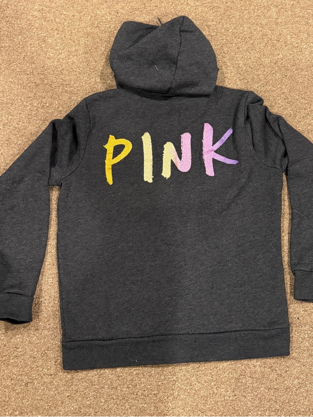 PINK Victoria's Secret Dark Gray Gradient Logo Hoodie